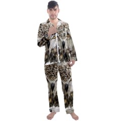 Vector Hand Painted Owl Men s Long Sleeve Satin Pajamas Set by Mog4mog4