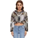 Vector Hand Painted Owl Women s Lightweight Cropped Hoodie View1