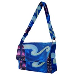 Starry Night In New York Van Gogh Manhattan Chrysler Building And Empire State Building Full Print Messenger Bag (s) by Mog4mog4