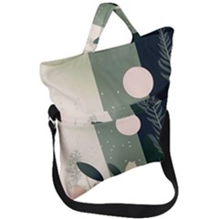 Spring Floral Plants Foliage Minimal Minimalist Fold Over Handle Tote Bag by Mog4mog4