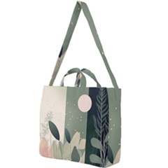 Spring Floral Plants Foliage Minimal Minimalist Square Shoulder Tote Bag by Mog4mog4