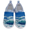 Illustration Landscape Sea Ocean Waves Beach Blue Kids  Velcro No Lace Shoes View1