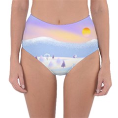 Vector Winter Landscape Sunset Evening Snow Reversible High-waist Bikini Bottoms by Mog4mog4