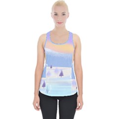 Vector Winter Landscape Sunset Evening Snow Piece Up Tank Top by Mog4mog4