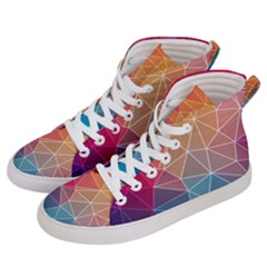 Multicolored Geometric Origami Idea Pattern Women s Hi-top Skate Sneakers by Bakwanart