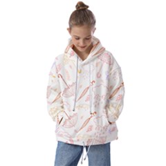 Weather Umbrella Rain Cloud Seamless Doodle Pattern Kids  Oversized Hoodie by Bakwanart