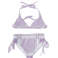 Square Purple Pattern Bead Purple Keffiyeh Purple Geometric Headdress Angle Violet Rectangle Kids  Classic Bikini Set by Bakwanart