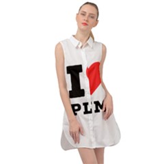 I Love Plum Sleeveless Shirt Dress by ilovewhateva