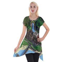 Green Village Miniature Technology Short Sleeve Side Drop Tunic by Bakwanart