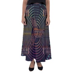 Black And Green Area Rug Neon Genesis Evangelion Computer Communication Flared Maxi Skirt by Bakwanart