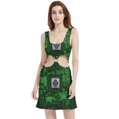 Technology Computer Chip Electronics Industry Circuit Board Velour Cutout Dress by Bakwanart