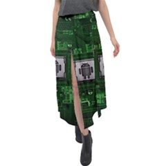 Technology Computer Chip Electronics Industry Circuit Board Velour Split Maxi Skirt by Bakwanart