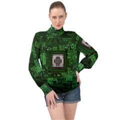 Technology Computer Chip Electronics Industry Circuit Board High Neck Long Sleeve Chiffon Top by Bakwanart