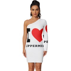 I Love Peppermint Long Sleeve One Shoulder Mini Dress by ilovewhateva