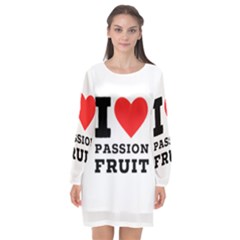 I Love Passion Fruit Long Sleeve Chiffon Shift Dress  by ilovewhateva