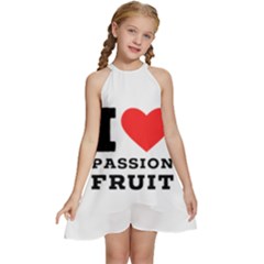 I Love Passion Fruit Kids  Halter Collar Waist Tie Chiffon Dress by ilovewhateva