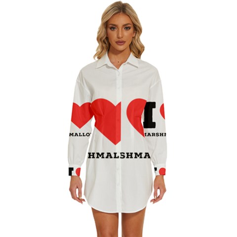 I Love Marshmallow  Womens Long Sleeve Shirt Dress by ilovewhateva