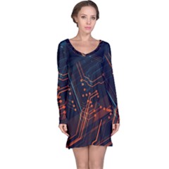 Abstract Colorful Circuit Long Sleeve Nightdress by Bakwanart