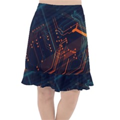 Abstract Colorful Circuit Fishtail Chiffon Skirt by Bakwanart