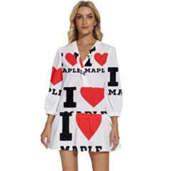 I Love Maple V-neck Placket Mini Dress by ilovewhateva