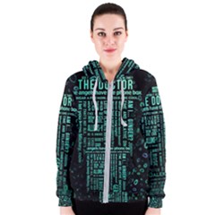 Tardis Doctor Who Technology Number Communication Women s Zipper Hoodie by Bakwanart