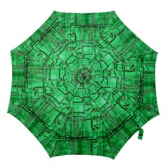 Green Circuit Board Computer Hook Handle Umbrellas (large) by Bakwanart