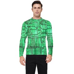 Green Circuit Board Computer Men s Long Sleeve Rash Guard by Bakwanart