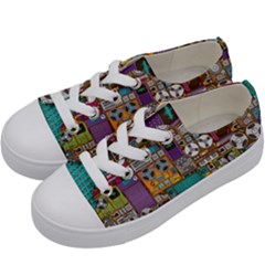 Pattern Design Art Techno Dj Music Retro Music Device Kids  Low Top Canvas Sneakers by Bakwanart