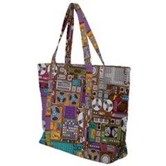 Pattern Design Art Techno Dj Music Retro Music Device Zip Up Canvas Bag by Bakwanart