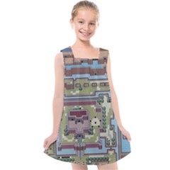 Arcade Game Retro Pattern Kids  Cross Back Dress by Bakwanart