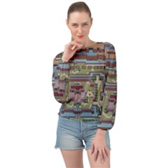 Arcade Game Retro Pattern Banded Bottom Chiffon Top by Bakwanart