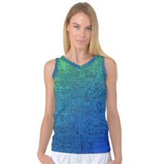 Blue And Green Circuit Board Wallpaper Circuit Board Sketch Women s Basketball Tank Top by Bakwanart