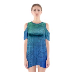 Blue And Green Circuit Board Wallpaper Circuit Board Sketch Shoulder Cutout One Piece Dress by Bakwanart