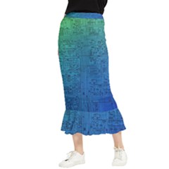 Blue And Green Circuit Board Wallpaper Circuit Board Sketch Maxi Fishtail Chiffon Skirt by Bakwanart