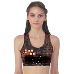 Red Computer Circuit Board Sports Bra by Bakwanart