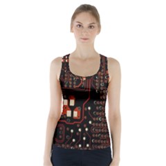 Red Computer Circuit Board Racer Back Sports Top by Bakwanart