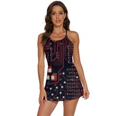 Red Computer Circuit Board 2-in-1 Flare Activity Dress by Bakwanart