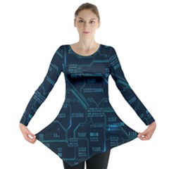 Technology Computer Circuit Boards Electricity Cpu Binary Long Sleeve Tunic  by Bakwanart