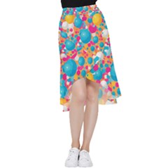 Circles Art Seamless Repeat Bright Colors Colorful Frill Hi Low Chiffon Skirt by 99art