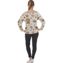Bear Cartoon Background Pattern Seamless Animal Off Shoulder Long Sleeve Velour Top View2