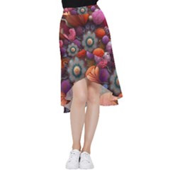 Flower Blossoms Petals Blooms Frill Hi Low Chiffon Skirt by 99art