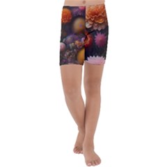 Flowers Petals Blossoms Art Flora Kids  Lightweight Velour Capri Yoga Leggings by 99art