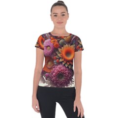 Flowers Flower Blossoms Petals Blooms Short Sleeve Sports Top  by 99art