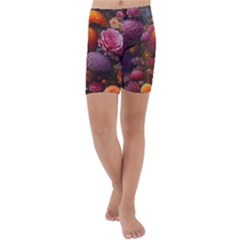 Flowers Blossoms Petals Blooms Kids  Lightweight Velour Capri Yoga Leggings by 99art