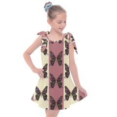 Butterflies Pink Old Ancient Texture Decorative Kids  Tie Up Tunic Dress by 99art