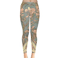 Art Nouveau Vintage Retro Pattern Floral Leggings  by 99art