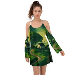 Landscape Scenery Nature Artwork Boho Dress by 99art