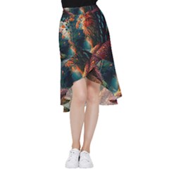 Forest Autumn Fall Painting Frill Hi Low Chiffon Skirt by 99art