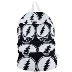 Black And White Deadhead Grateful Dead Steal Your Face Pattern Foldable Lightweight Backpack by 99art