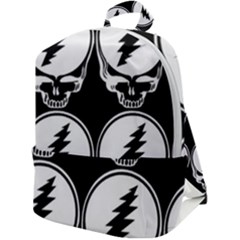 Black And White Deadhead Grateful Dead Steal Your Face Pattern Zip Up Backpack by 99art